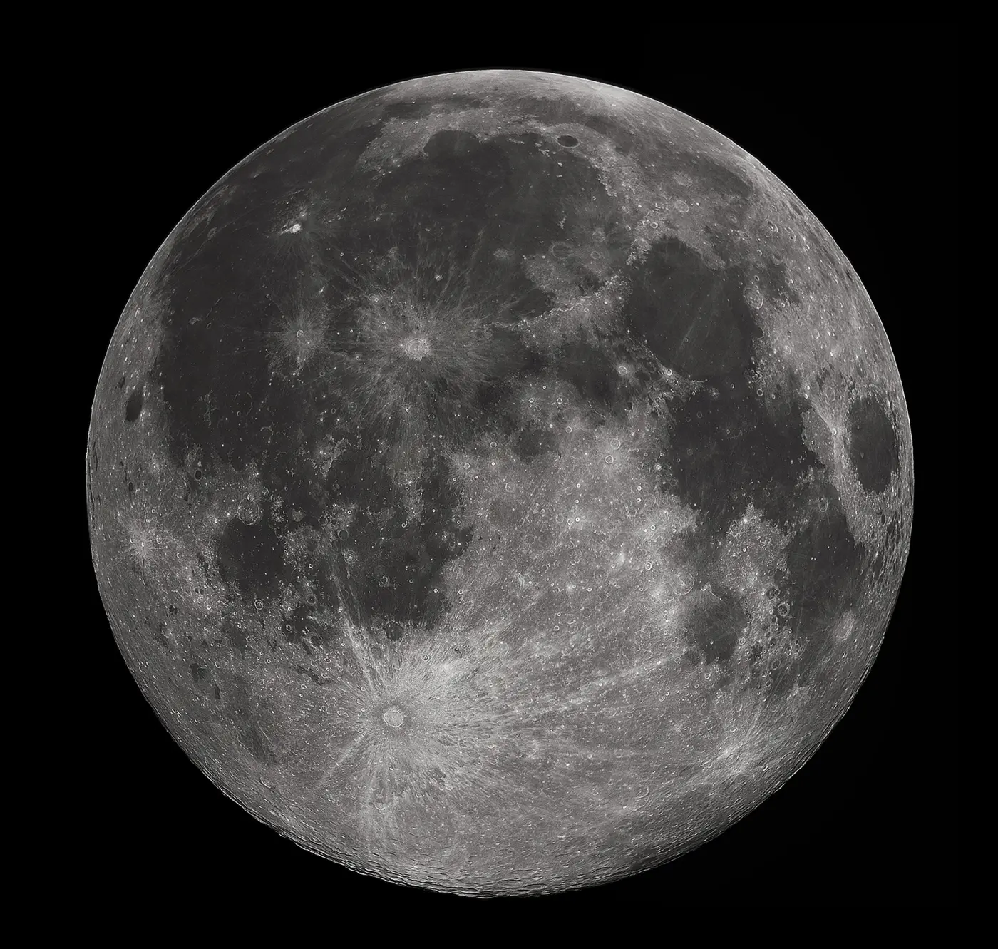 The full Moon with its dark plains and bright craters