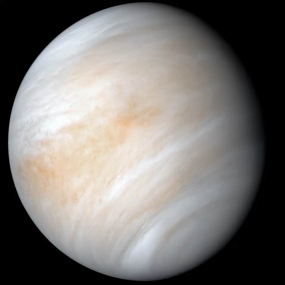 Venus, wrapped in bright clouds