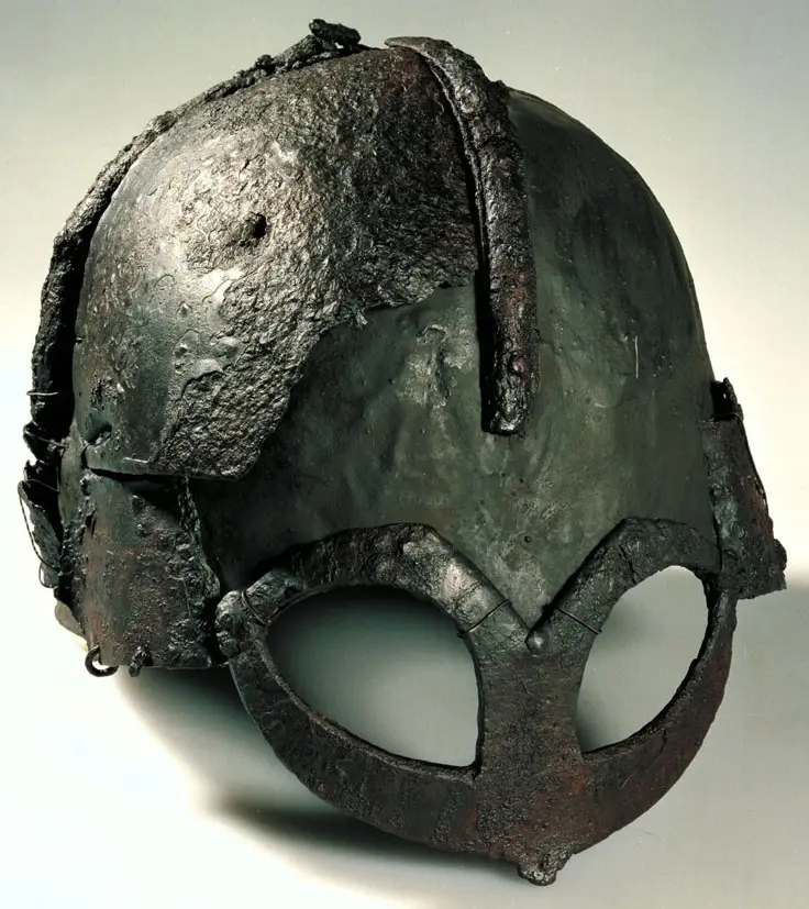 The iron Viking helmet from Gjermundbu with an eye guard, no horns
