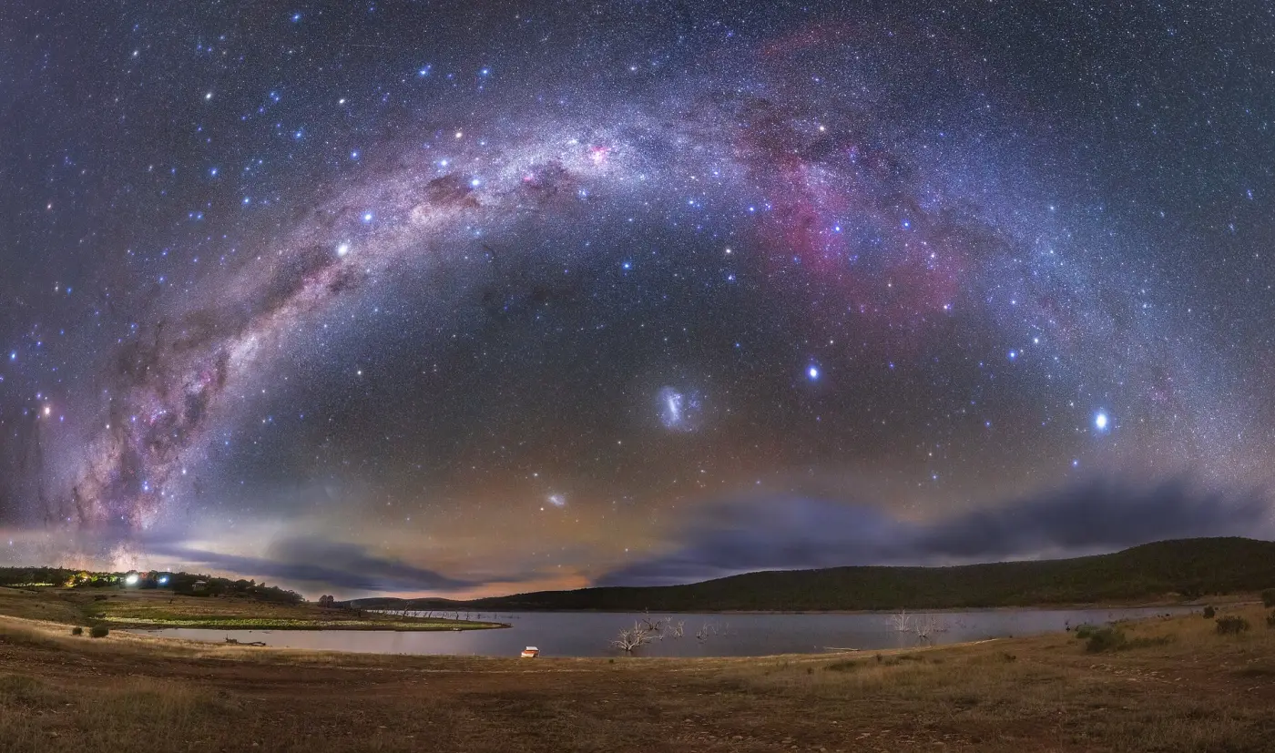 The Milky Way arching over a lake in Australia